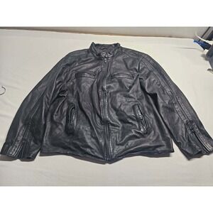 Murano Mens Black Genuine Lambskin Lamb Leather Cafe Racer Moto Jacket XXL 2XL
